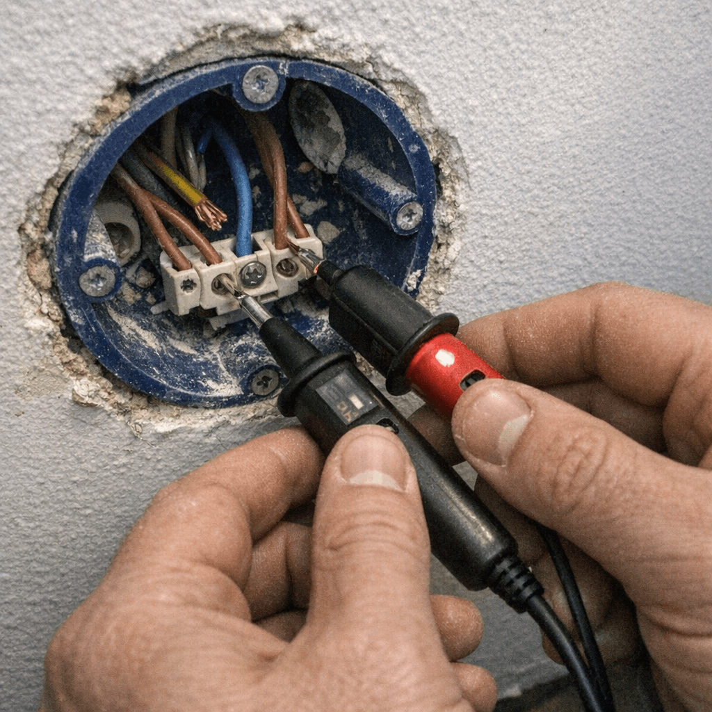 Prüfung der Kontakte an einer herkömmlichen Wanddose