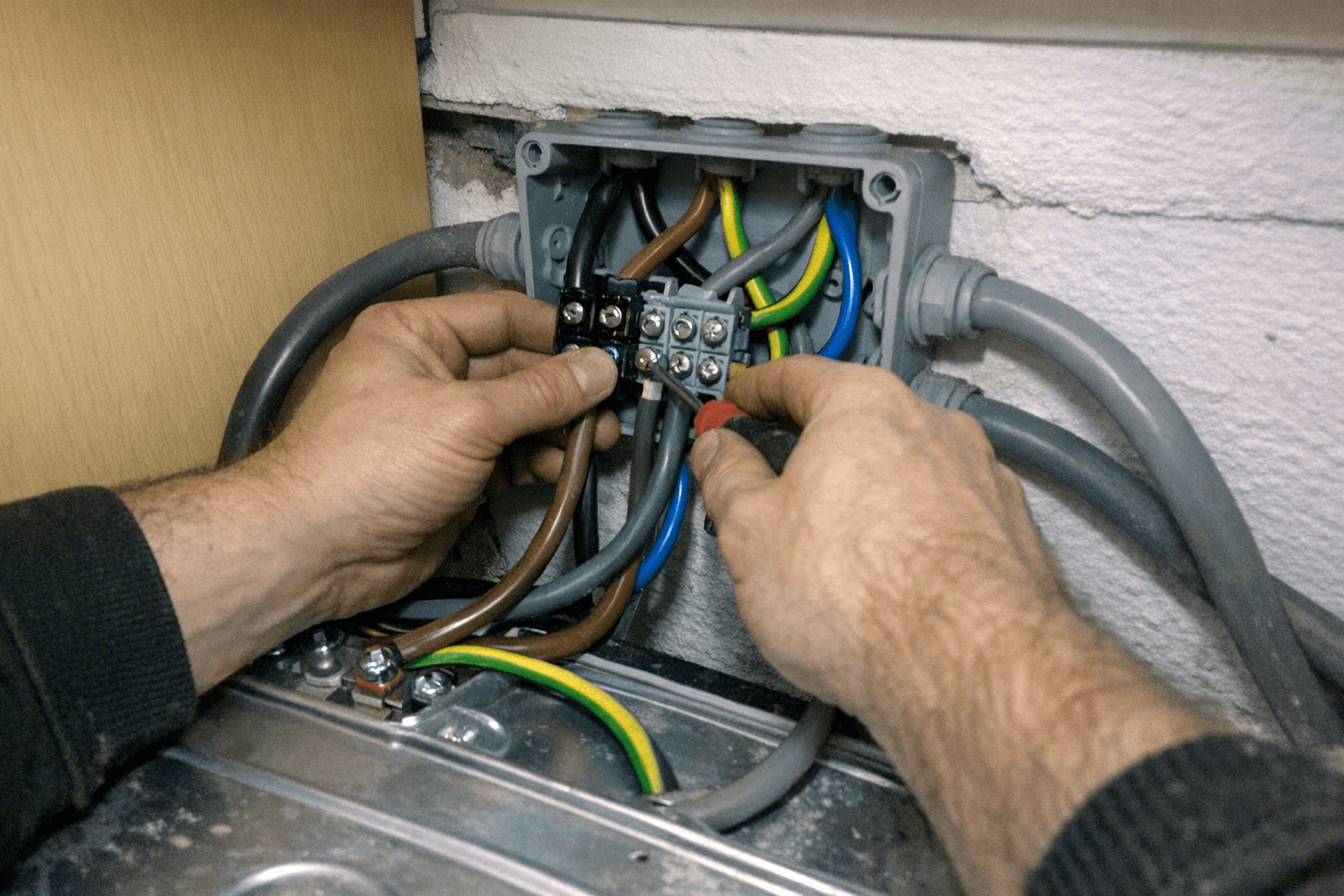 Sicherer Anschluss eines Starkstromgerätes in der Einbauküche