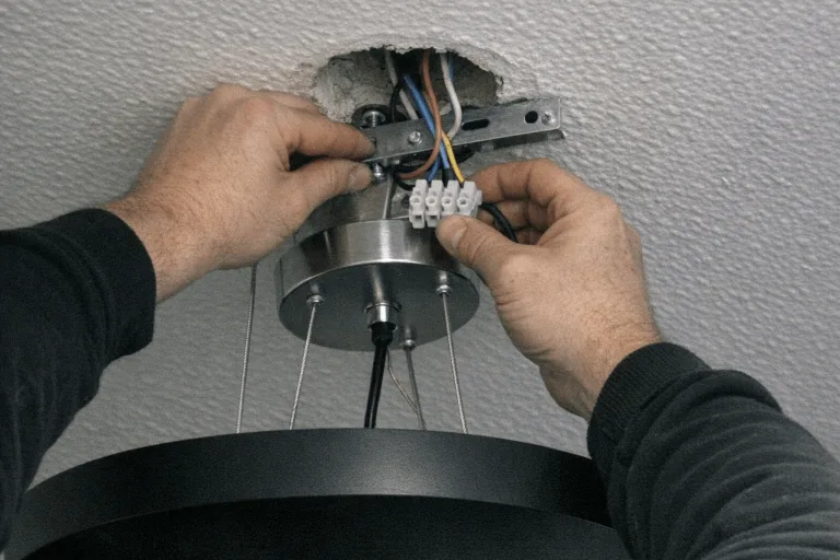 Befestigung und elektrische Verkabelung einer schweren Hängeleuchte